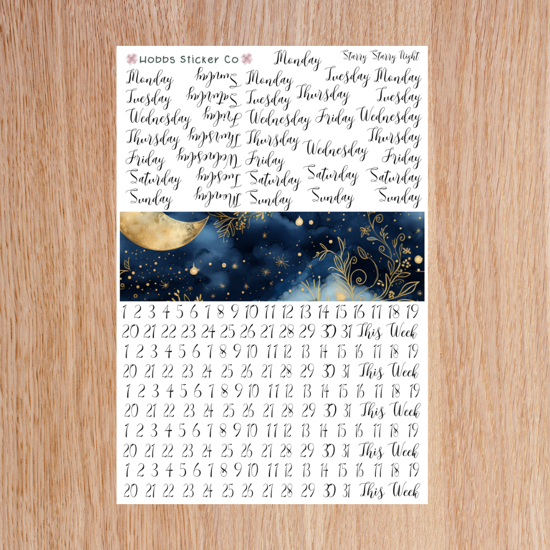 Starry Starry Night Days and Numbers Scripts Junior