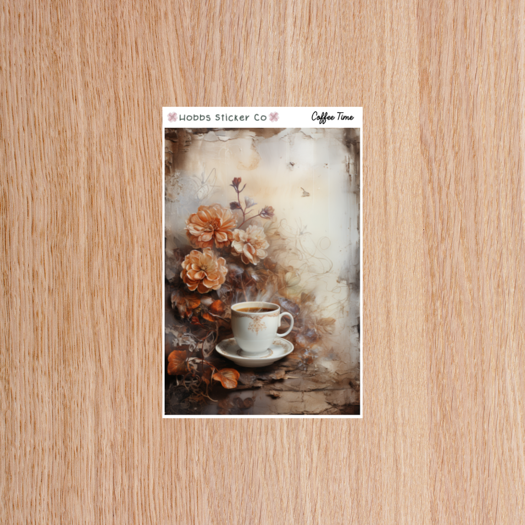 Coffee Time Full Page Deco Sticker A6