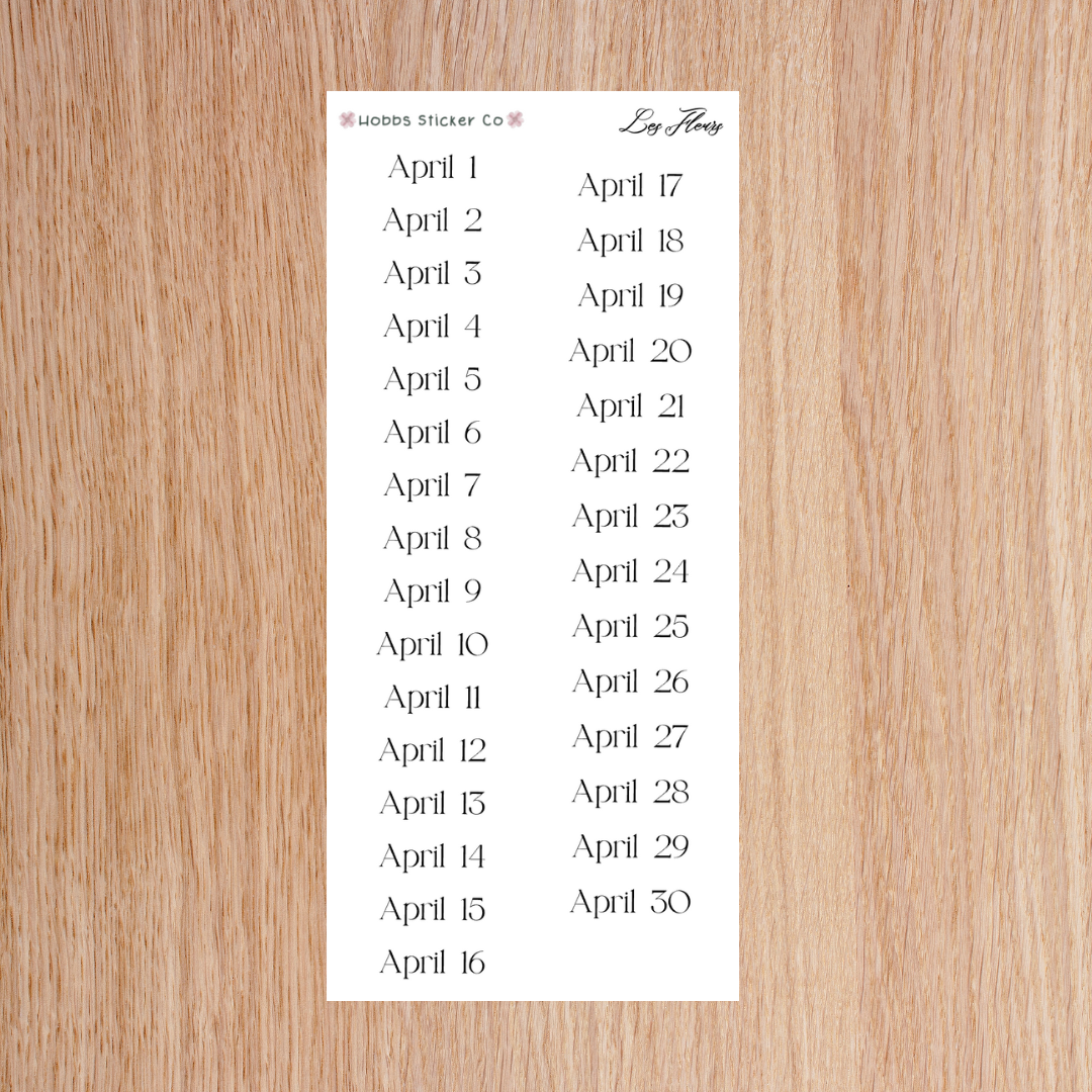 Les Fleurs Days of the Month Junior