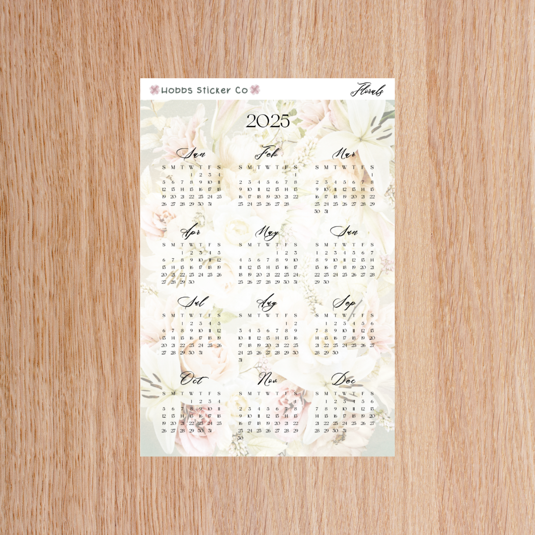 Nothing But Flowers Full Page Year at a Glance Sticker B6