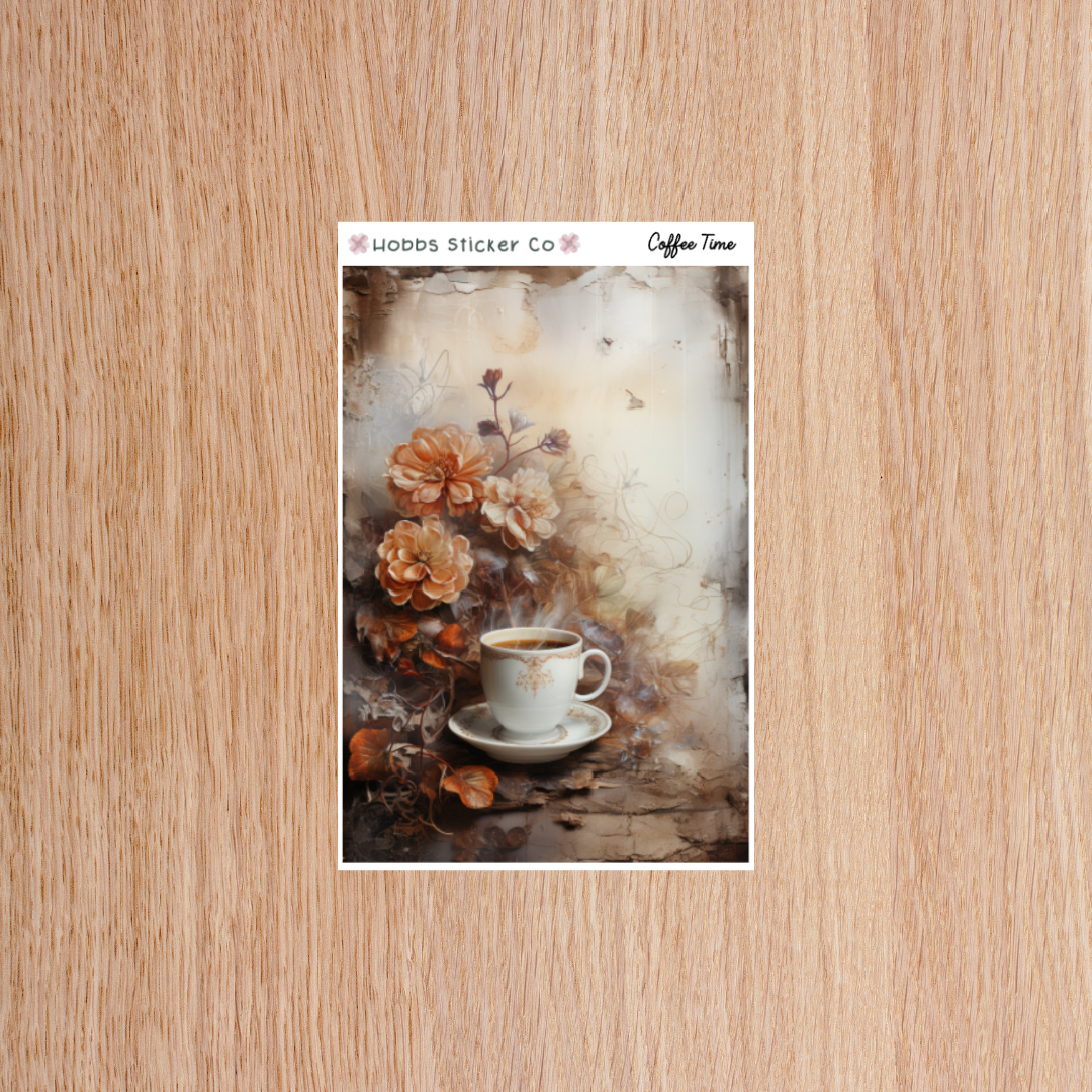 Coffee Time Full Page  Deco Sticker A6