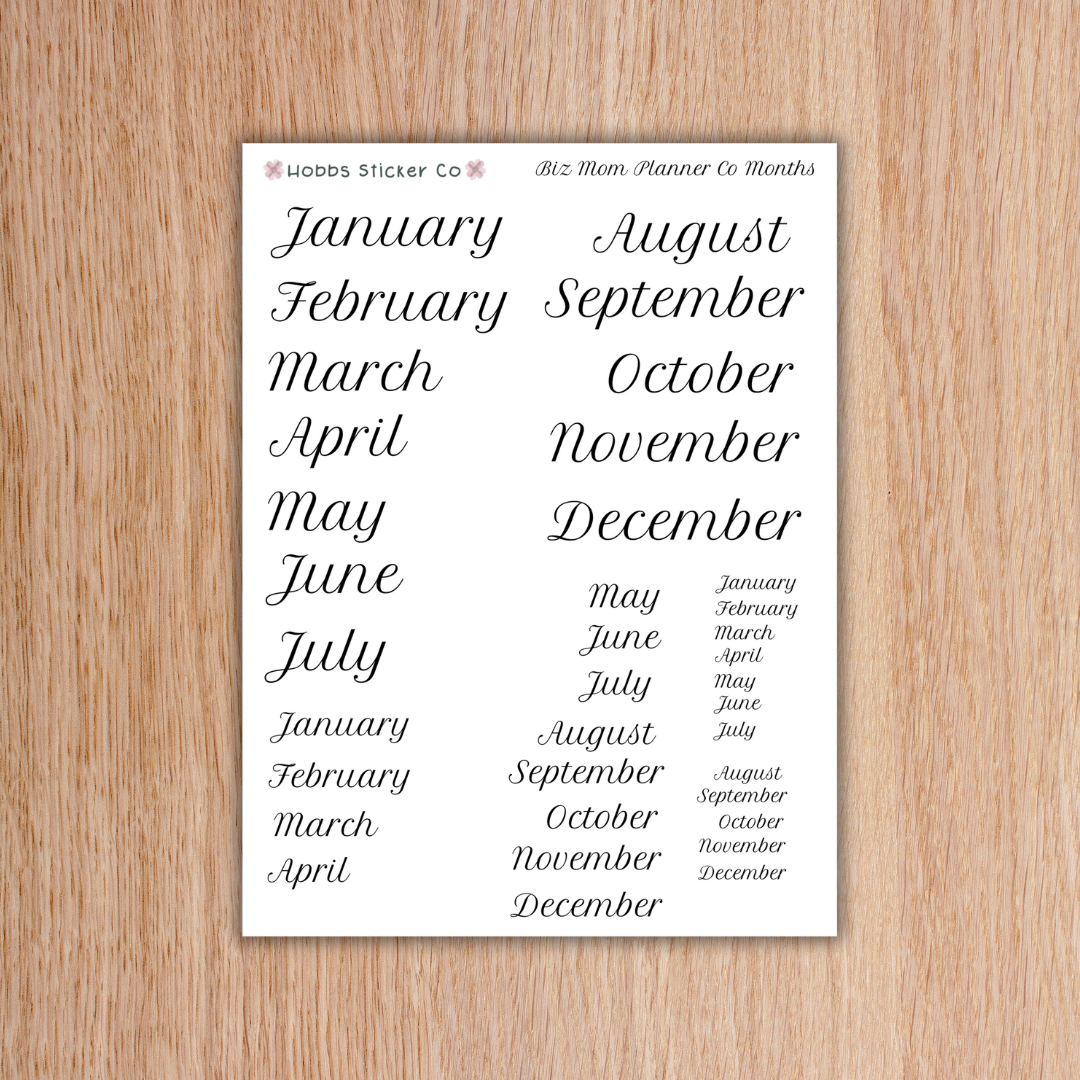 Biz Mom Planner Co Months