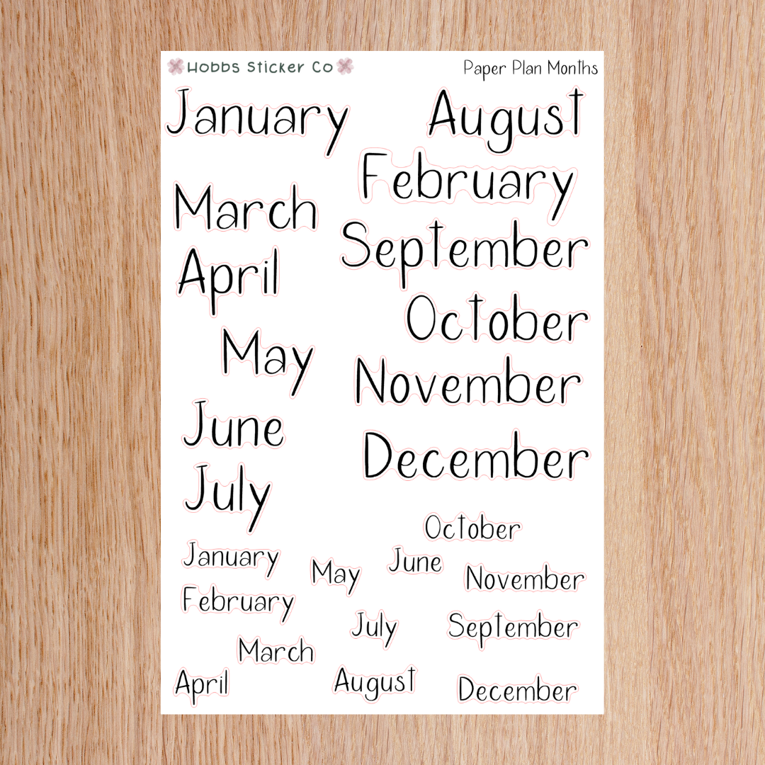 Paper Plan Print Months Sheet Regular