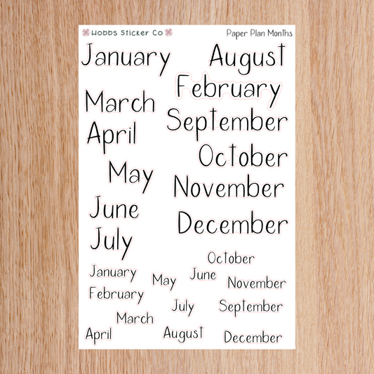 Paper Plan Print Months Sheet Regular