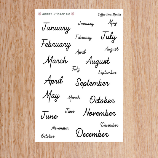 Coffee Time Print Months Sheet Junior