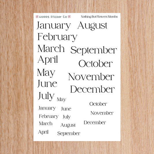 Nothing But Flowers Print Months Sheet Junior