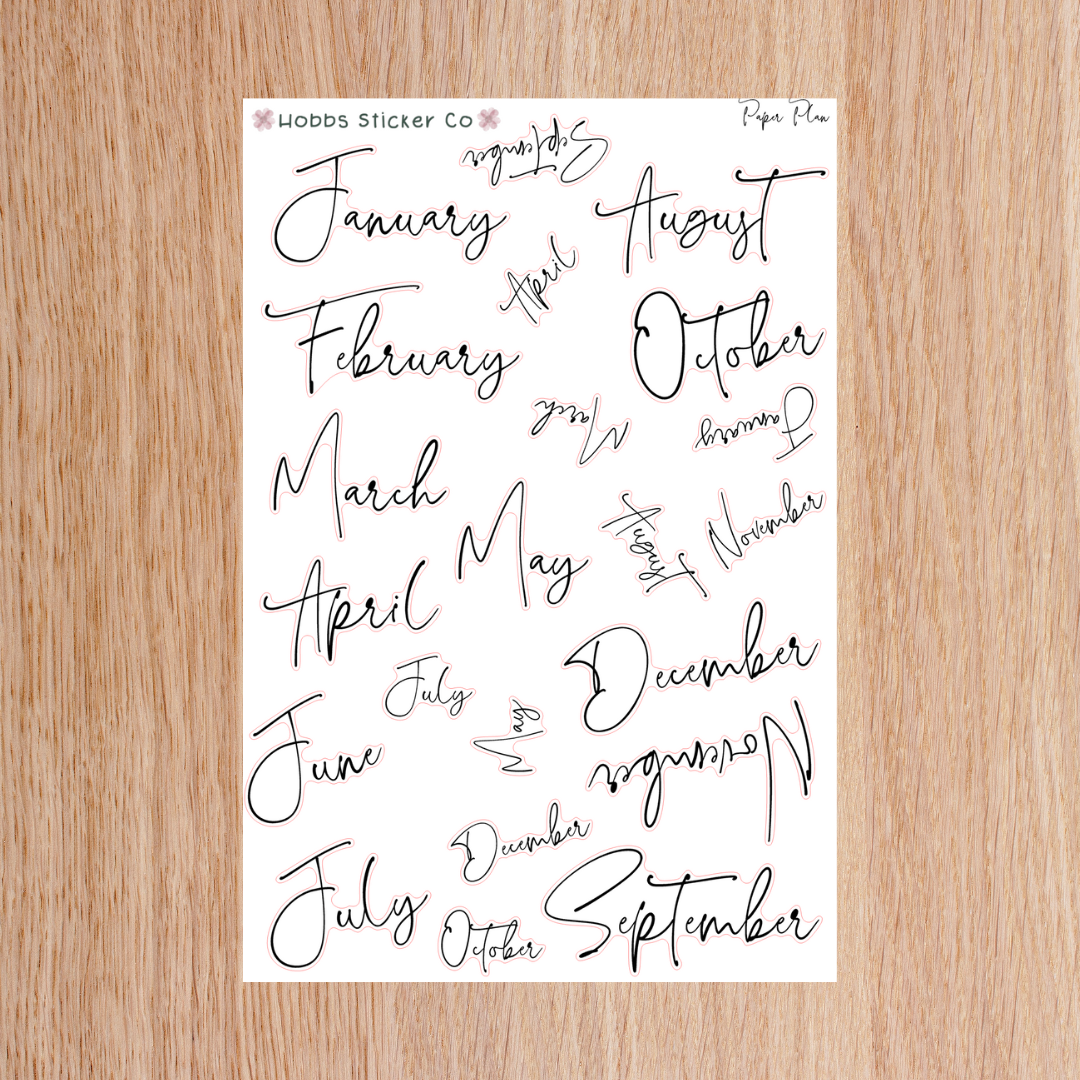 Script Minths Paper Plan Script Months Sheet Regular – Hobbs Sticker Co