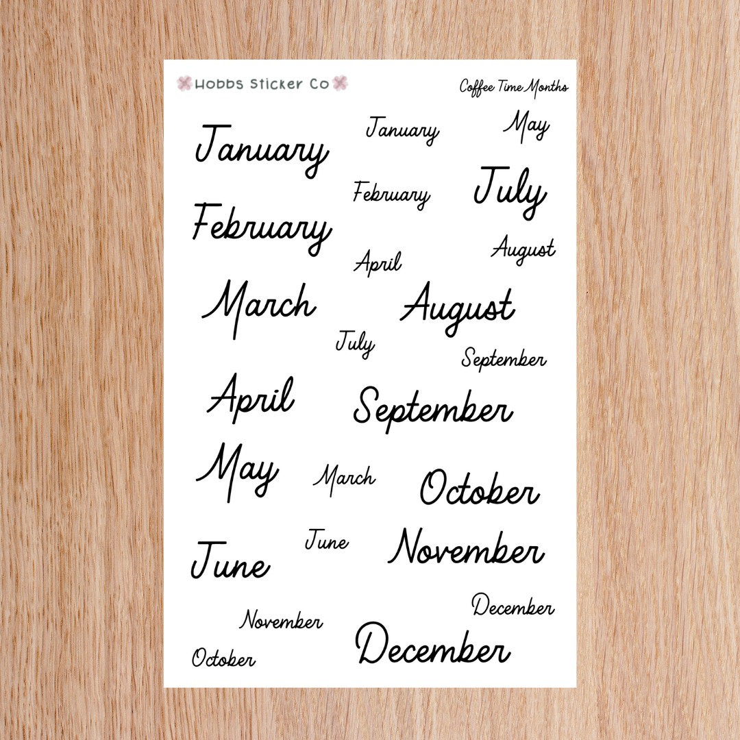 Coffee Time Script Months Sheet Junior