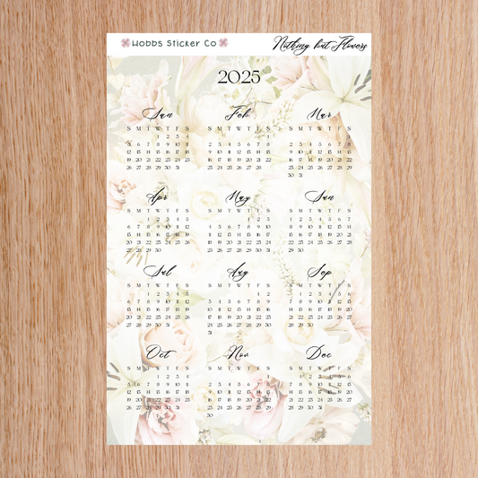 Nothing But Flowers Full Page Year at a Glance  Sticker A5