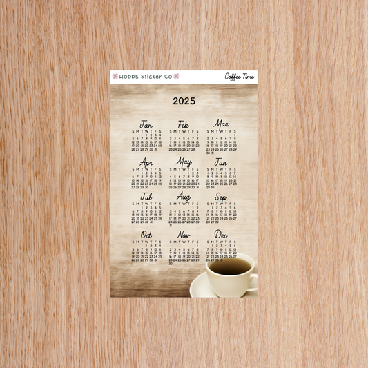 Coffee Time Full Page Year at a Glance  Sticker A5