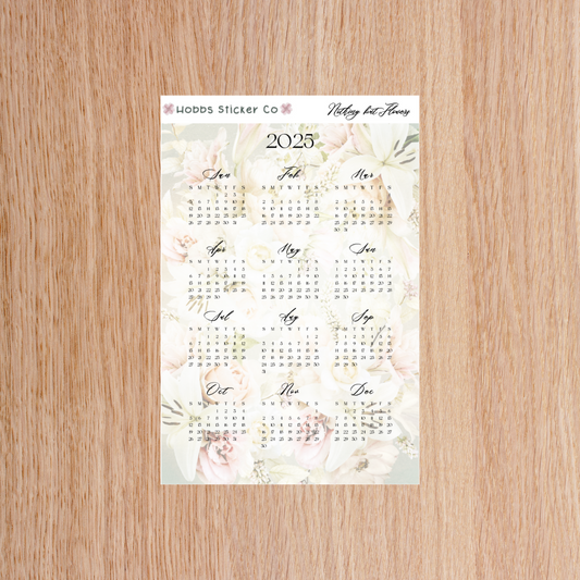 Nothing But Flowers Full Page  Year at a Glance Sticker A6