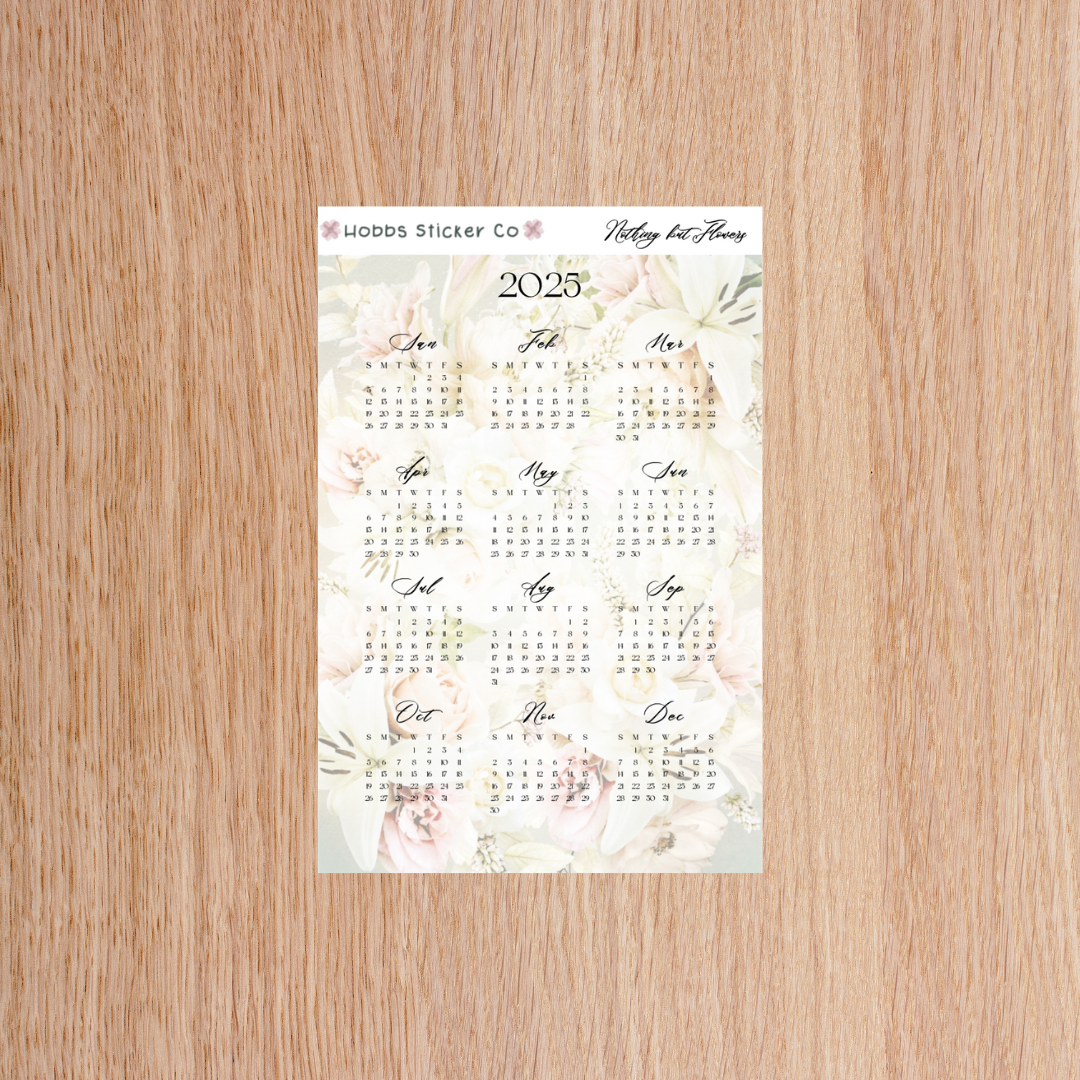 Nothing But Flowers Full Page Year at a Glance Sticker Passport