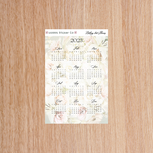 Nothing But Flowers Full Page Year at a Glance Sticker Passport