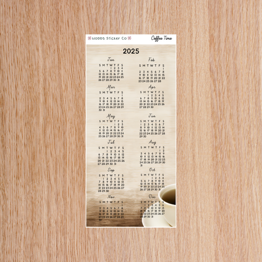 Coffee Time Full Page Year at a Glance Sticker Standard TN